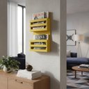 Ver imagem 1 de Revisteiro de Parede Porta Revistas Livros Amarelo Laca