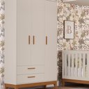 Ver imagem 1 de Guarda-Roupa 3 Portas para Quarto de Bebê Flip Bege/Areia Fosco
