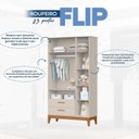 Ver imagem 5 de Guarda-Roupa 3 Portas para Quarto de Bebê Flip Bege/Areia Fosco