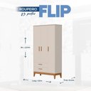 Ver imagem 3 de Guarda-Roupa 3 Portas para Quarto de Bebê Flip Bege/Areia Fosco