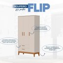 Ver imagem 4 de Guarda-Roupa 3 Portas para Quarto de Bebê Flip Bege/Areia Fosco