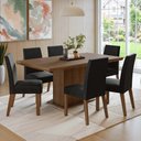 Ver imagem 1 de Conjunto Sala de Jantar Tampo de Madeira 6 Cadeiras Rustic/Oxford Grasse Madesa