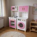 Ver imagem 2 de Kit Mini Cozinha Infantil e Máquina de Lavar - Rosa