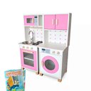 Ver imagem 1 de Kit Mini Cozinha Infantil e Máquina de Lavar - Rosa