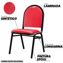 Ver imagem 2 de Kit 3 Cadeiras Hoteleiras Auditório Empilhável Sintético M23 Vermelho - Mpozenato