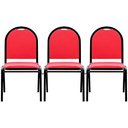Ver imagem 1 de Kit 3 Cadeiras Hoteleiras Auditório Empilhável Sintético M23 Vermelho - Mpozenato