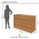 Ver imagem 4 de Cômoda para Quarto 8 Gavetas Puxador Embutido Loop 152cm Marrom Amêndoa Clean