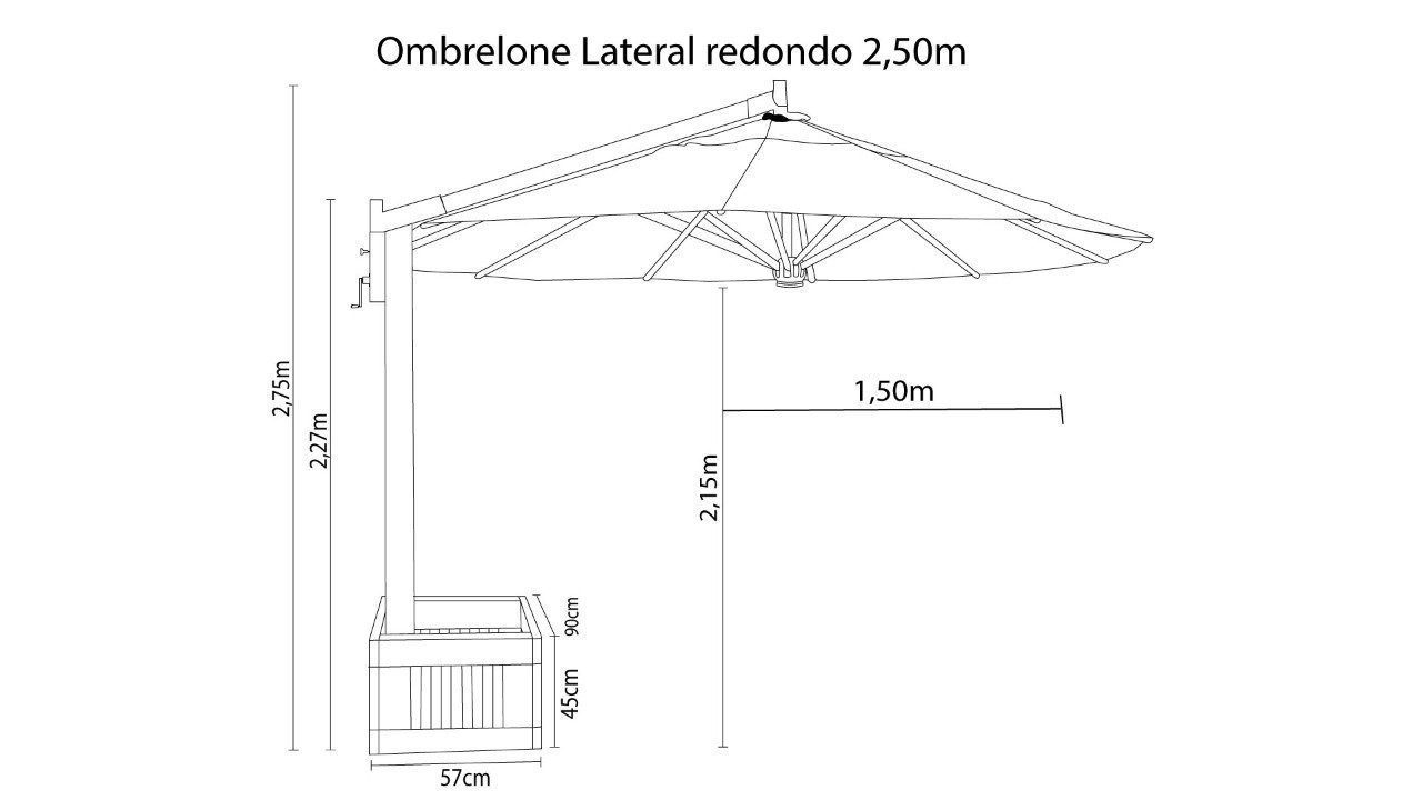 Ombrelone c/Floreira 3,50m Brisa Lat. Red. - AZUL - 4