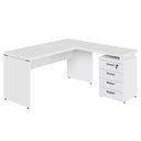 Ver mais imagens de Mesa em L Escritório Gaveteiro 4 Gavetas MDP 150cm Branco F5 Office