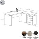Ver imagem 5 de Mesa em L Escritório Gaveteiro 4 Gavetas MDP 150cm Branco F5 Office