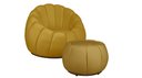 Ver imagem 2 de Kit Poltrona Decorativa C/ Puff Concha Veludo Mostarda - Londrilar