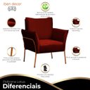 Ver imagem 4 de Poltrona para Sala Decorativa Lotus Bronze Assento Veludo Bordô - Iben Móveis