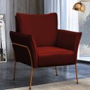 Ver imagem 3 de Poltrona para Sala Decorativa Lotus Bronze Assento Veludo Bordô - Iben Móveis