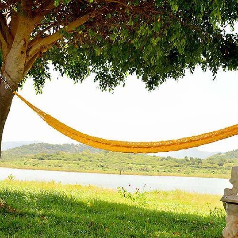 Rede de Dormir e Descanso Camping Nylon Impermeável Tarrafa Amarela - 2