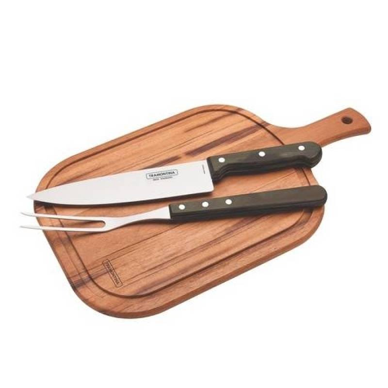Kit Churrasco 3 Peças Em Inox e Madeira 21198/914 Tramontina