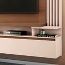 Ver imagem 7 de Painel Tv 55 Pol 181cm Bancada Suspensa Cosmo Off/castanho - Hb Móveis