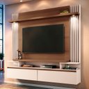 Ver imagem 1 de Painel Tv 55 Pol 181cm Bancada Suspensa Cosmo Off/castanho - Hb Móveis