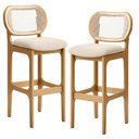 Ver imagem 1 de Kit 02 Banquetas Altas Para Cozinha Bancada Sala Tela Betta Fixa L02 Suede Bege - Lyam Decor