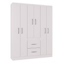 Ver imagem 5 de Cômoda 867 4 Gavetas com Guarda Roupa Casal Milão 6 Portas Branco Brilho - Poquema