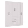Cômoda 867 4 Gavetas com Guarda Roupa Casal Milão 6 Portas Branco Brilho - Poquema - 5