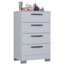 Ver imagem 4 de Cômoda 867 4 Gavetas com Guarda Roupa Casal Milão 6 Portas Branco Brilho - Poquema