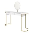 Ver imagem 1 de Penteadeira Aysha 2 Gavetas e Espelho Industrial Dourado/branco - M.a Dourado/branco