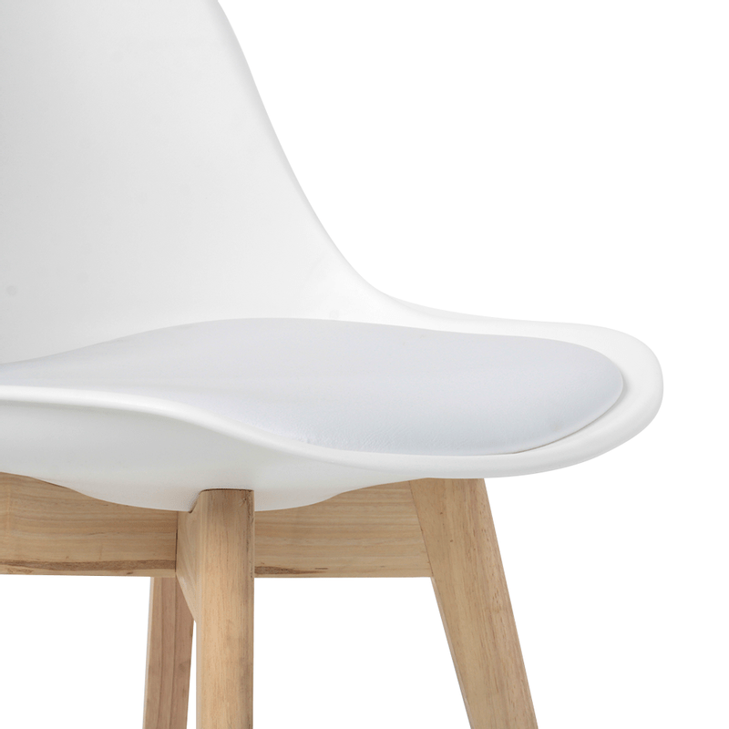 Kit c/3 cadeiras Leda – Charles Eames, Saarinen Wood com almofada Branca - 7