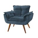 Ver imagem 1 de Poltrona Opala Suede Azul 1 Lugar, Base Palito Imbuia