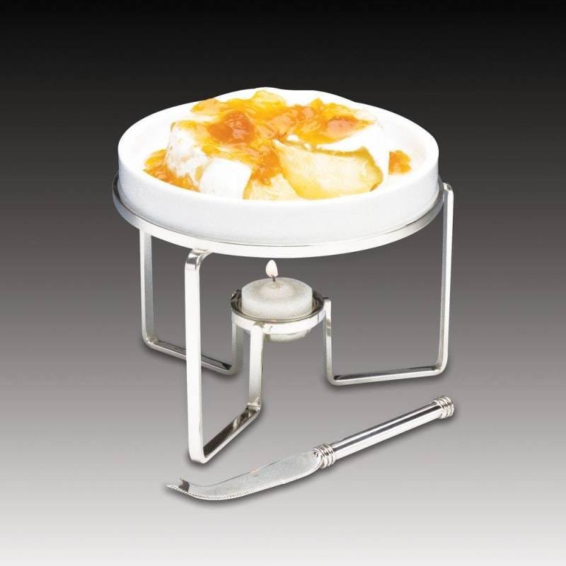 Rechaud para Queijo Brie de Prata com Faca 14cm - 6