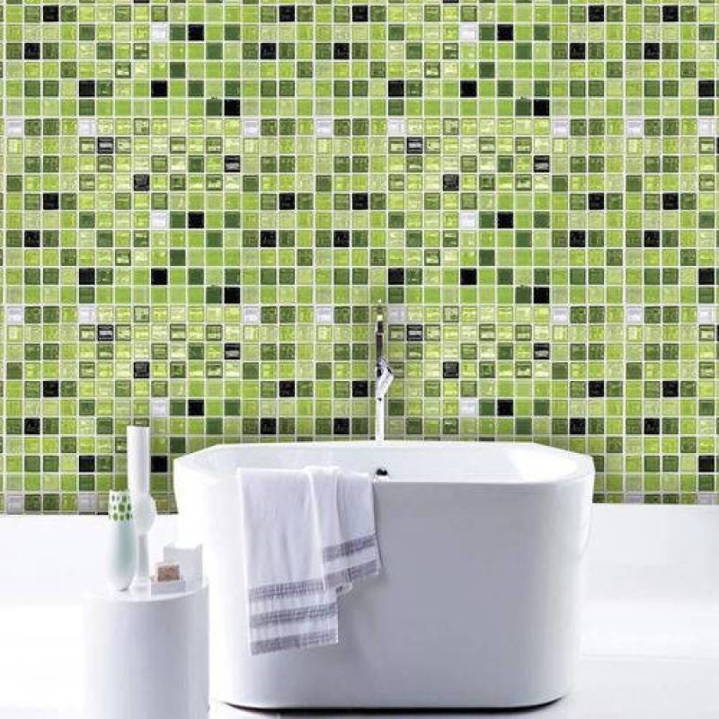Papel de Parede Auto Adesivo Lavável Pastilha Verde Água