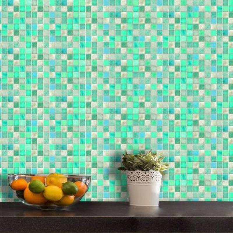 Ver imagem 2 de Papel de Parede Auto Adesivo Lavável Pastilha Verde Água