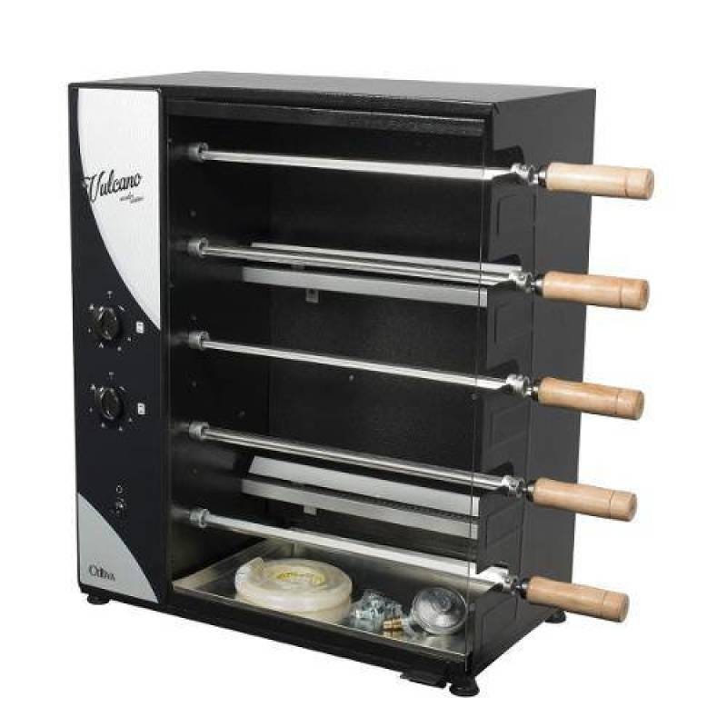 Churrasqueira Gás Vulcano 05 5 Espetos Preto Bivolt Arke - 2