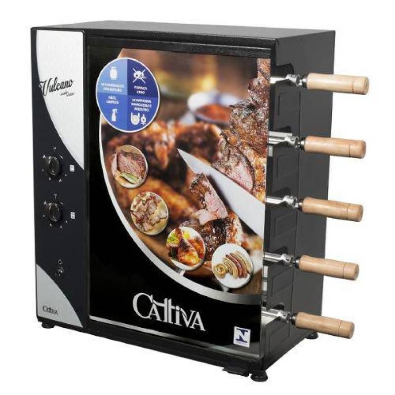 Churrasqueira Gás Vulcano 05 5 Espetos Preto Bivolt Arke - 1