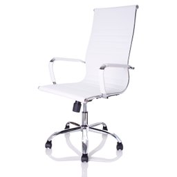 Cadeira Presidente Charles Eames Esteirinha Couro Pu 11P:Branco - 1