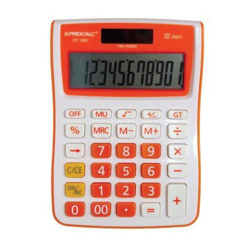 Calculadora de Mesa Procalc PC100-O 12 Dígitos Laranja - 1