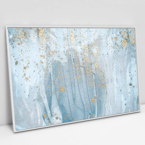 Quadro Decorativo em Canvas Abstrato Mármore Piscina TaColado Moldura Flutuante 4,5cm Branca 60 x 40