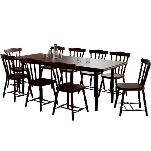 Mesa Retangular 250x90 10 Cadeiras Madeira Macica Pes Torneados Marjori - Castanho Acetinado
