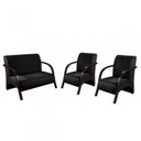 Ver imagem 1 de Conjunto Vênus 2 Poltronas de 1 Lugar e 1 de 2 Lugares Braço Madeira D Salla Suede Preto