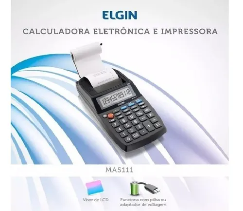 Calculadora Eletrônica Impressora Com Bobina Elgin 12 Dígitos - 6