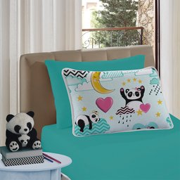 Jogo de Cama Infantil Solteiro 2 peças Estampado em Malha 100% Algodão Vivaldi Love Panda Sul Brasil - 1