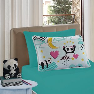 Jogo de Cama Infantil Solteiro 2 peças Estampado em Malha 100% Algodão Vivaldi Love Panda Sul Brasil