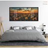 Quadro Decorativo Campo De Girassóis Entardecer 130x60 Moldura Preta 2x2 - 5