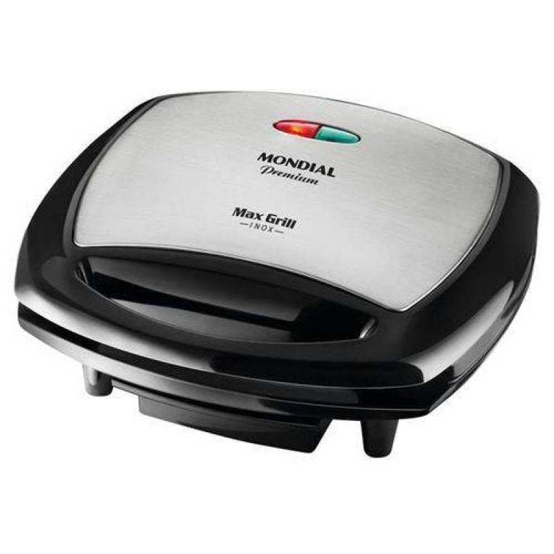 Grill Mondial G-07 Premium Max Grill com Espátula e Bandeja Coletora - Preto/Inox - 220V