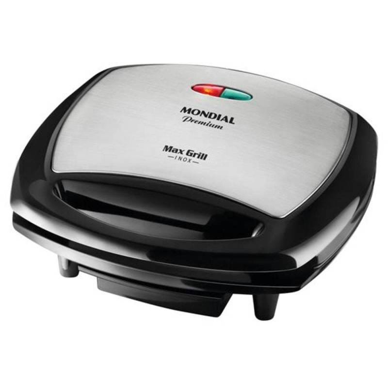 Ver imagem 4 de Grill Mondial G-07 Premium Max Grill com Espátula e Bandeja Coletora - Preto/Inox - 220V