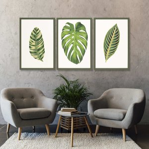 Quadro Folha Trio Tamanho 40x60 3 Peças