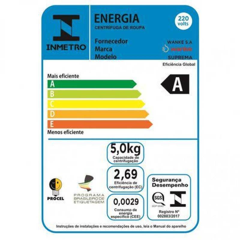 Centrífuga de Roupas 5kg Suprema Wanke 220V Preto - 3
