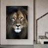 Quadro Leão Impacto Vertical - Tela Única - 200 x 120 cm - Dourada - 1