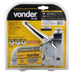 Grampeador Tapeceiro Manual Madeira Fixação Vonder Plus Profissional Com 600 Grampos - 6