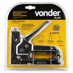 Grampeador Tapeceiro Manual Madeira Fixação Vonder Plus Profissional Com 600 Grampos - 2