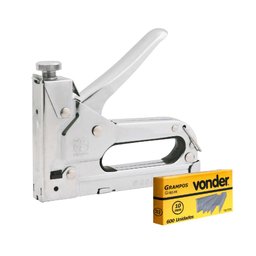 Grampeador Tapeceiro Manual Madeira Fixação Vonder Plus Profissional Com 600 Grampos - 5